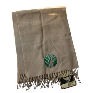 SIMPLICITY *NWT* Wool Scarf Fringe  Embroidered Tan 12x70 Winter Tree of Life
